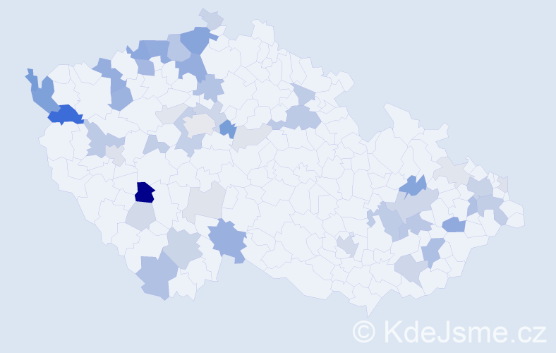 Příjmení: 'Ďurčová', počet výskytů 123 v celé ČR