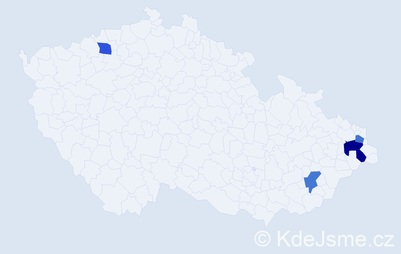 Příjmení: 'Teleková', počet výskytů 5 v celé ČR