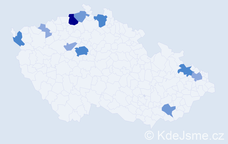 Příjmení: 'Kepičová', počet výskytů 25 v celé ČR