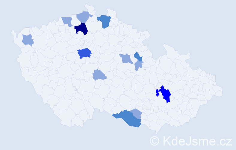 Příjmení: 'Ducká', počet výskytů 25 v celé ČR