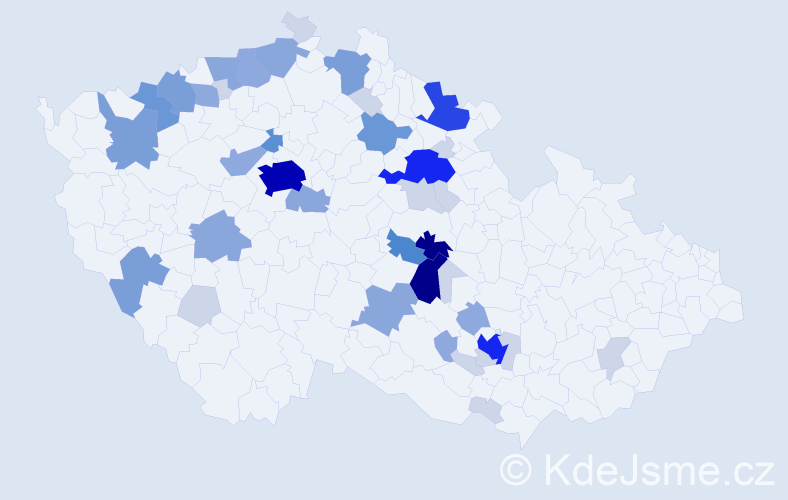 Příjmení: 'Hamák', počet výskytů 146 v celé ČR