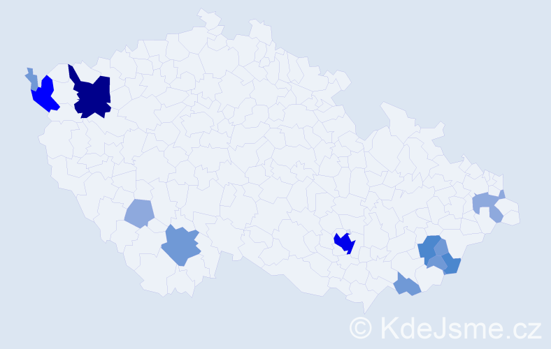Příjmení: 'Piner', počet výskytů 34 v celé ČR