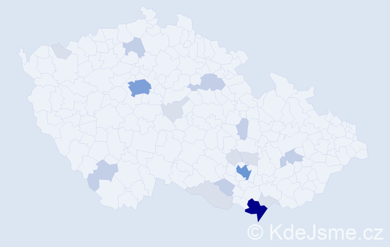 Příjmení: 'Ferbar', počet výskytů 54 v celé ČR