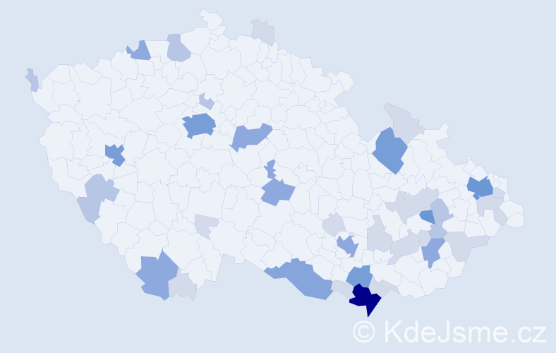 Příjmení: 'Mikulič', počet výskytů 97 v celé ČR