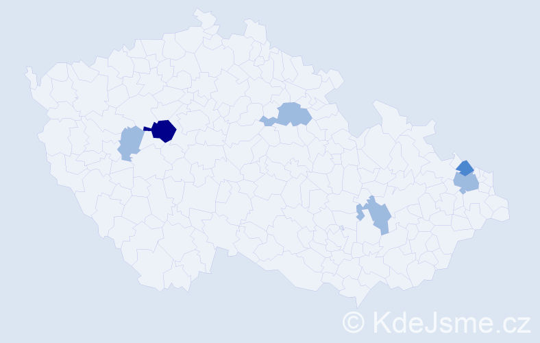 Příjmení: 'Hakve', počet výskytů 10 v celé ČR