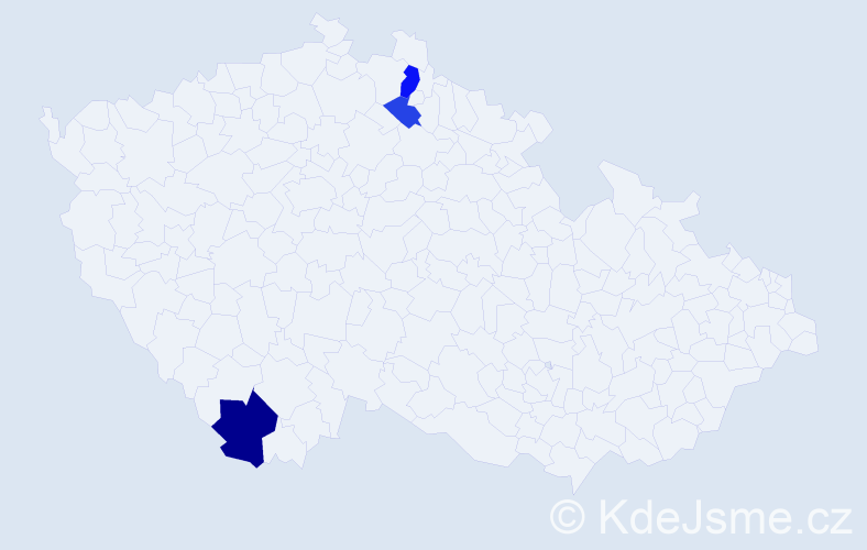 Příjmení: 'Fogdová', počet výskytů 5 v celé ČR