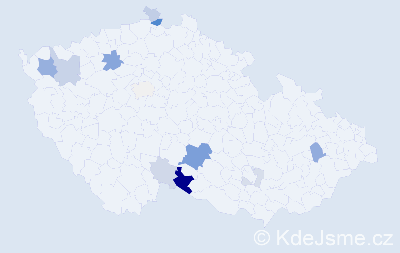 Příjmení: 'Kudrfalcová', počet výskytů 31 v celé ČR