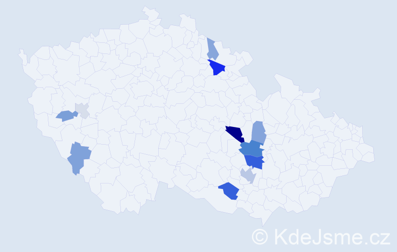 Příjmení: 'Biberlová', počet výskytů 26 v celé ČR