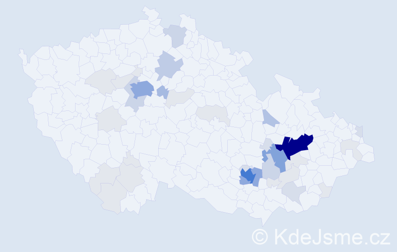 Příjmení: 'Okleštěk', počet výskytů 134 v celé ČR