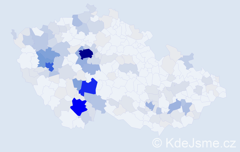 Příjmení: 'Tupý', počet výskytů 533 v celé ČR