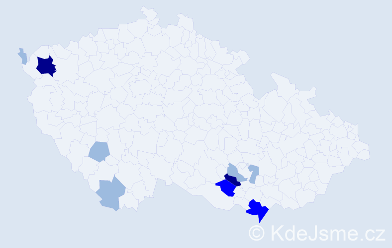 Příjmení: 'Čudanová', počet výskytů 19 v celé ČR
