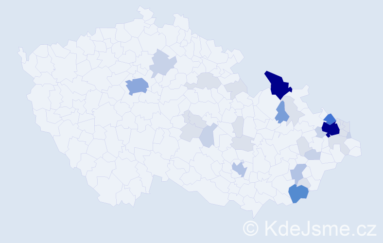 Příjmení: 'Kozub', počet výskytů 114 v celé ČR