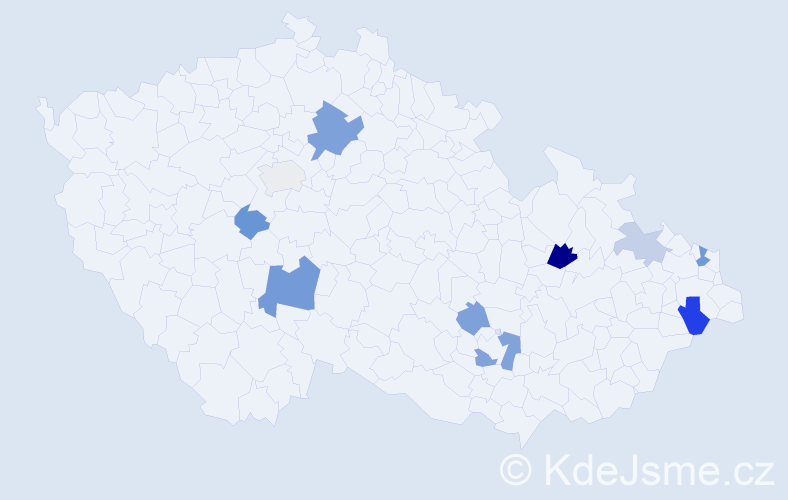 Příjmení: 'Krubl', počet výskytů 19 v celé ČR