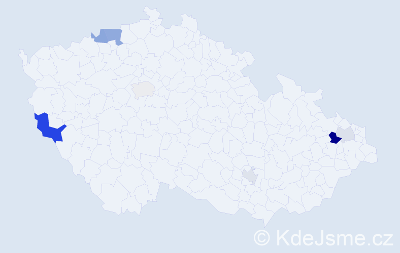 Příjmení: 'Prajová', počet výskytů 12 v celé ČR