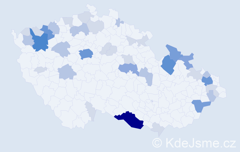 Příjmení: 'Hazuchová', počet výskytů 104 v celé ČR