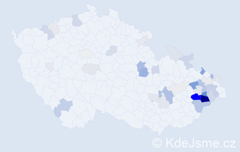 Příjmení: 'Frňková', počet výskytů 117 v celé ČR