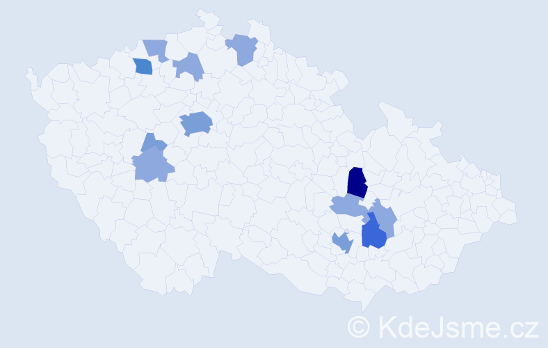 Příjmení: 'Kanka', počet výskytů 26 v celé ČR