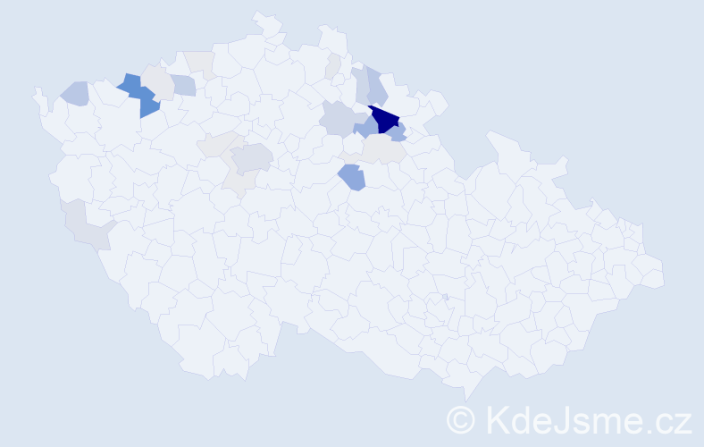 Příjmení: 'Fejk', počet výskytů 69 v celé ČR