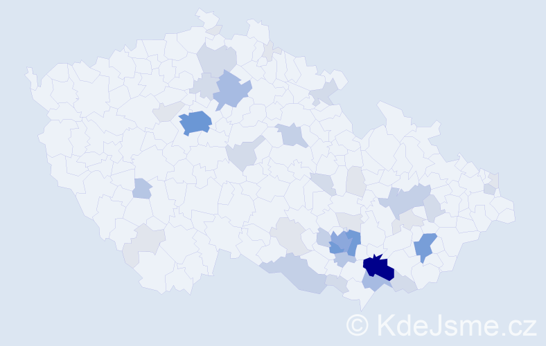 Příjmení: 'Gregorovič', počet výskytů 131 v celé ČR