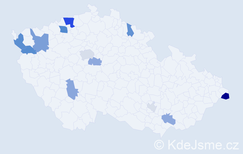 Příjmení: 'Maxim', počet výskytů 23 v celé ČR