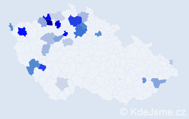 Příjmení: 'Kumbera', počet výskytů 70 v celé ČR