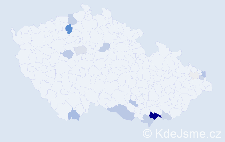 Příjmení: 'Gertnerová', počet výskytů 55 v celé ČR