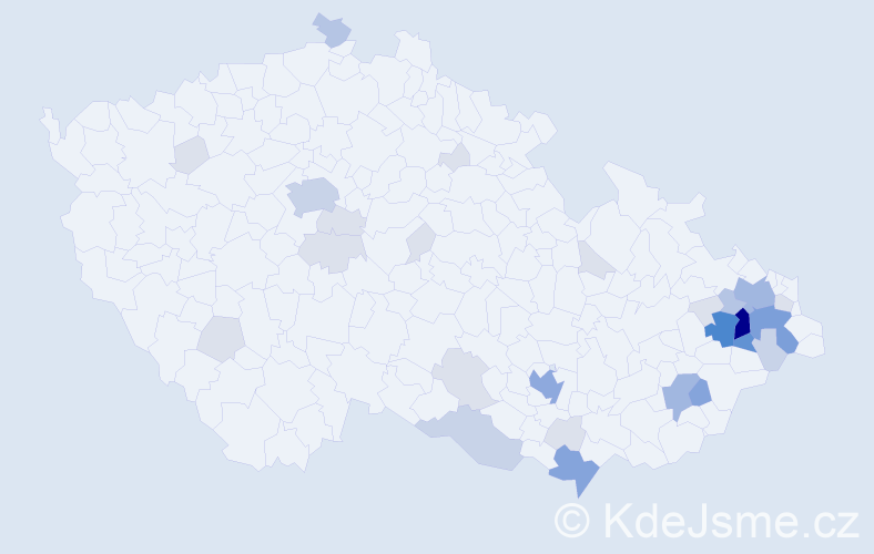 Příjmení: 'Lošák', počet výskytů 102 v celé ČR