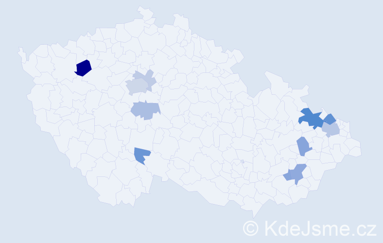 Příjmení: 'Ohanková', počet výskytů 25 v celé ČR