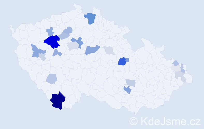 Příjmení: 'Valentin', počet výskytů 71 v celé ČR