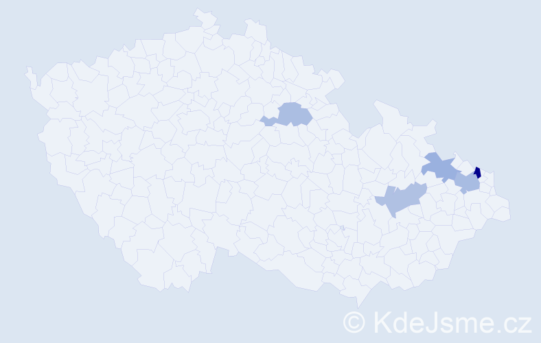 Příjmení: 'Rychtárová', počet výskytů 7 v celé ČR