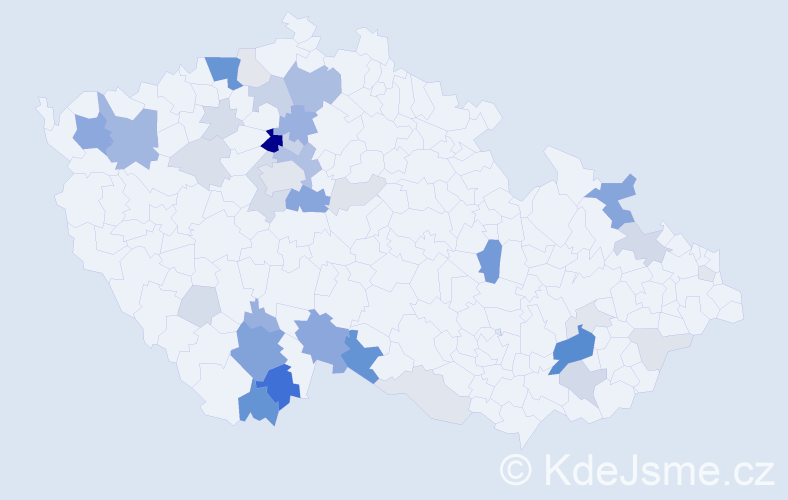 Příjmení: 'Kulhanová', počet výskytů 125 v celé ČR