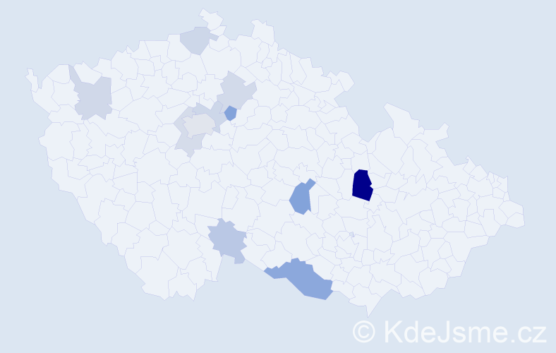 Příjmení: 'Gabašová', počet výskytů 21 v celé ČR