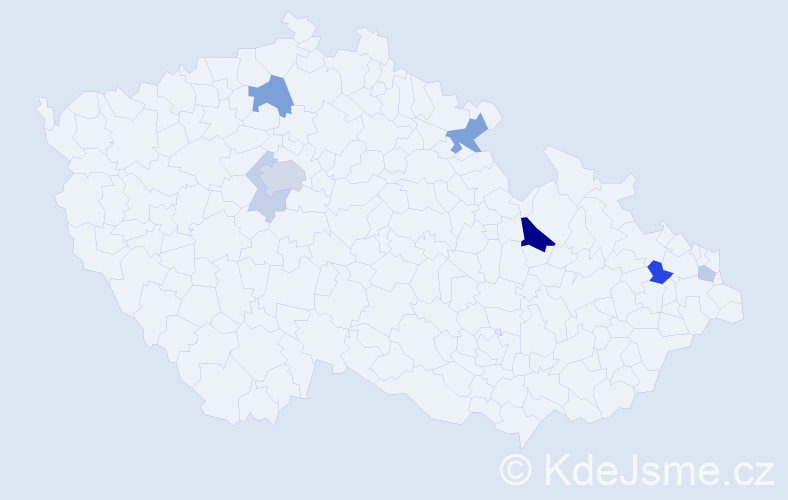 Příjmení: 'Kálmán', počet výskytů 17 v celé ČR