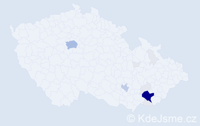 Příjmení: 'Běhávka', počet výskytů 55 v celé ČR