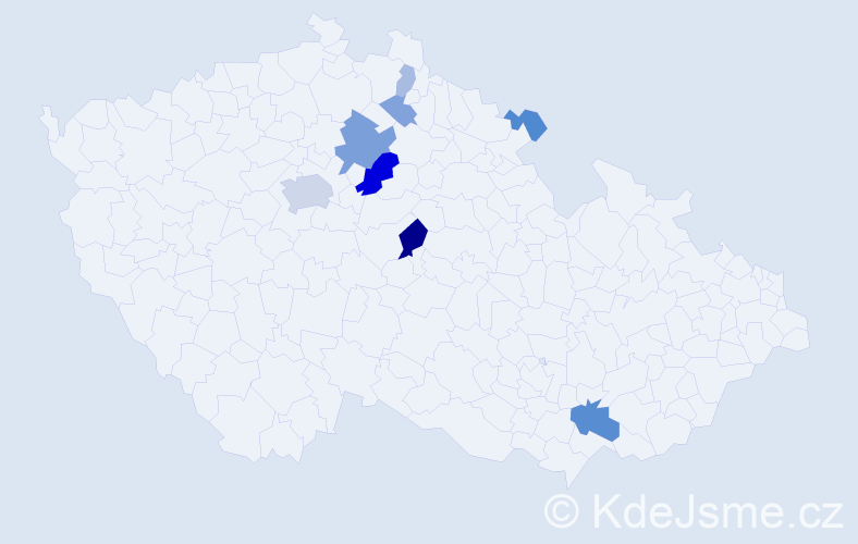 Příjmení: 'Kaudl', počet výskytů 22 v celé ČR