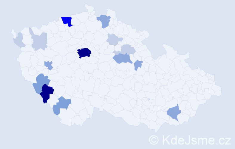 Příjmení: 'Korálová', počet výskytů 55 v celé ČR