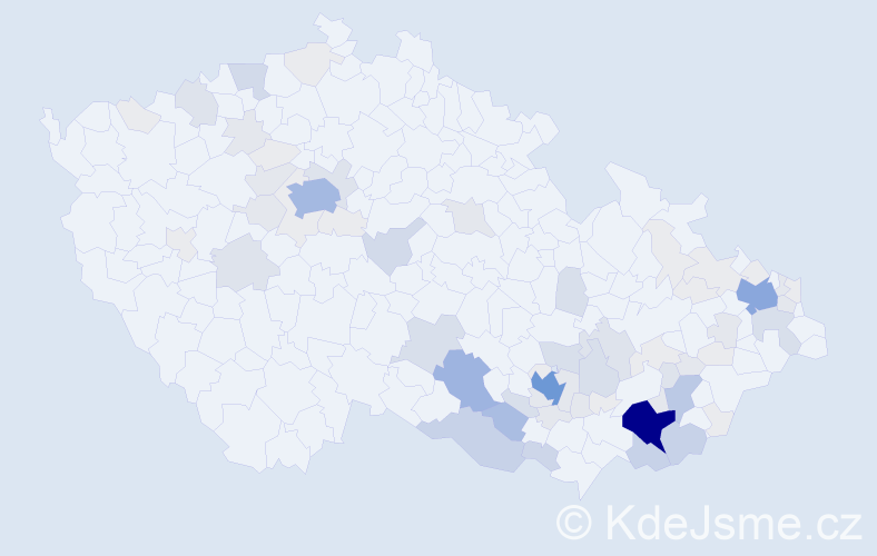 Příjmení: 'Hráček', počet výskytů 295 v celé ČR