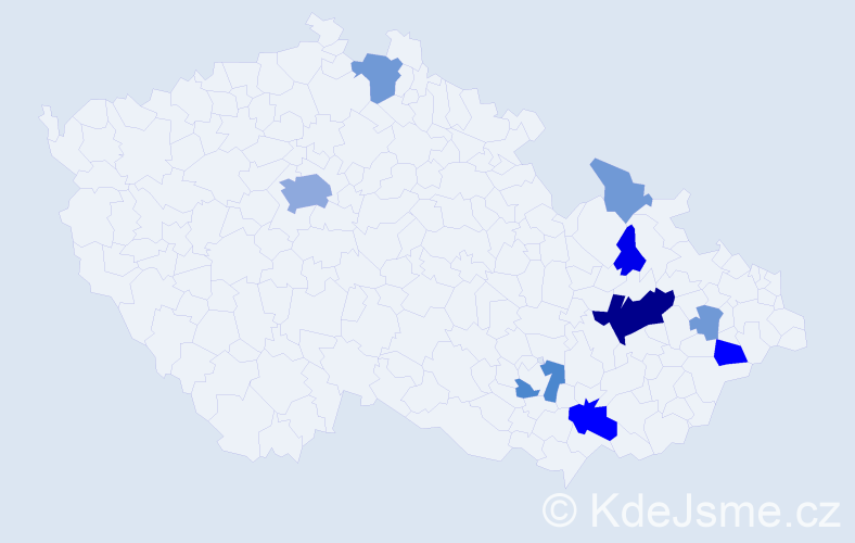 Příjmení: 'Prstková', počet výskytů 29 v celé ČR