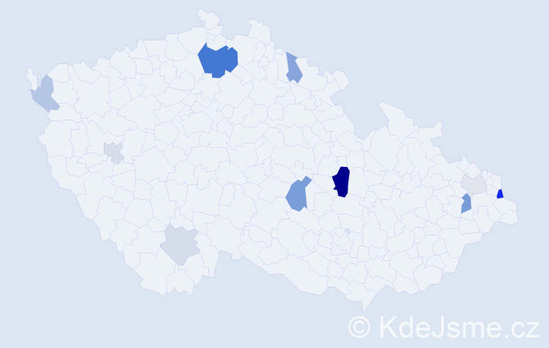 Příjmení: 'Kállai', počet výskytů 23 v celé ČR