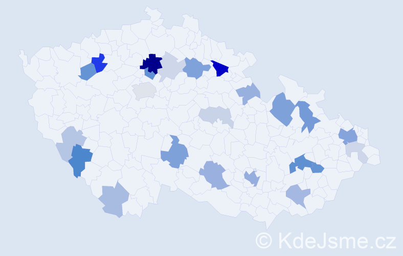 Příjmení: 'Chodúr', počet výskytů 63 v celé ČR