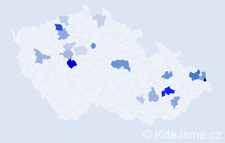 Příjmení: 'Murgašová', počet výskytů 57 v celé ČR