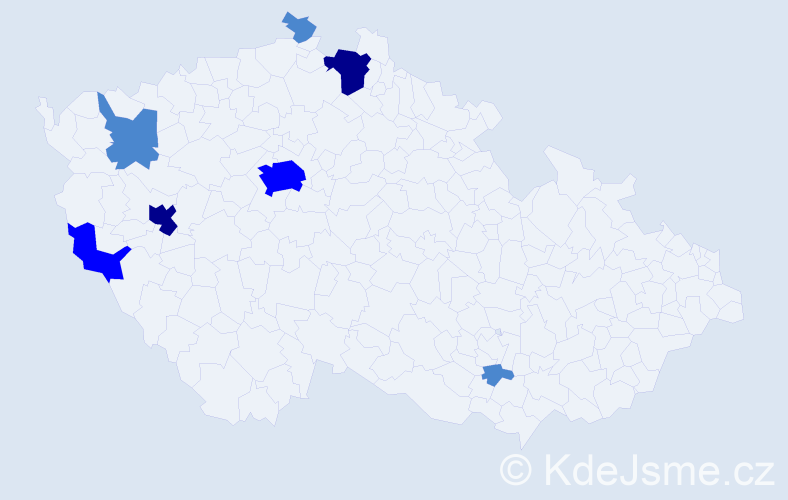 Příjmení: 'Ljach', počet výskytů 13 v celé ČR