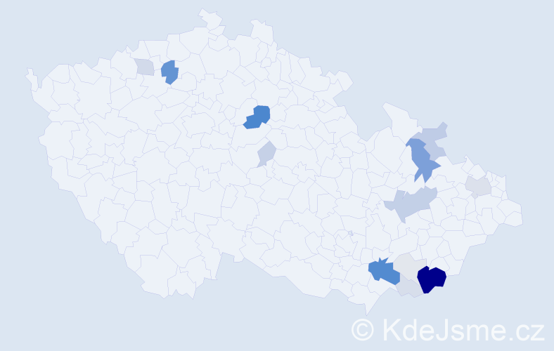 Příjmení: 'Čubík', počet výskytů 70 v celé ČR