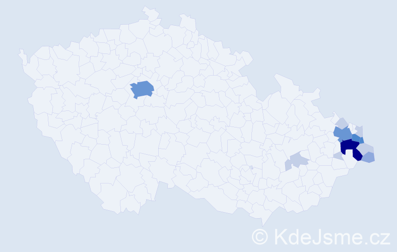 Příjmení: 'Adamek', počet výskytů 36 v celé ČR