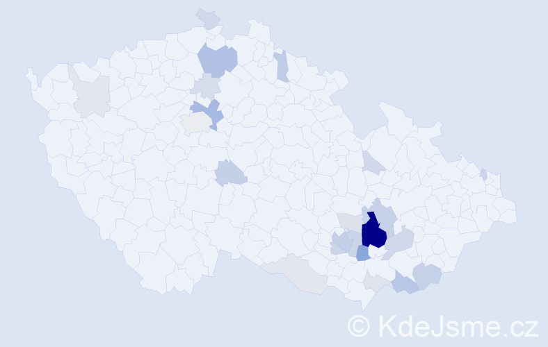 Příjmení: 'Kostelka', počet výskytů 67 v celé ČR