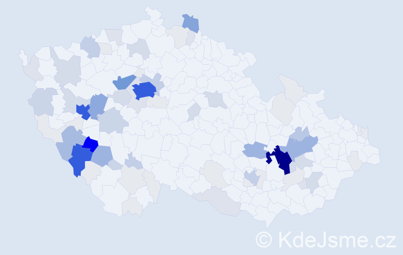Příjmení: 'Melka', počet výskytů 362 v celé ČR