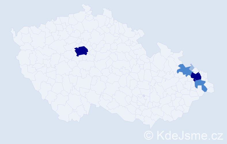 Příjmení: 'Křáková', počet výskytů 13 v celé ČR