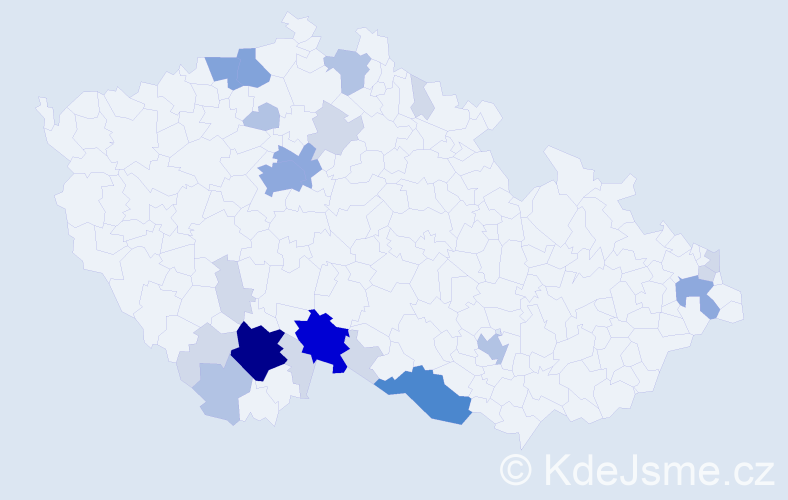 Příjmení: 'Kandl', počet výskytů 71 v celé ČR