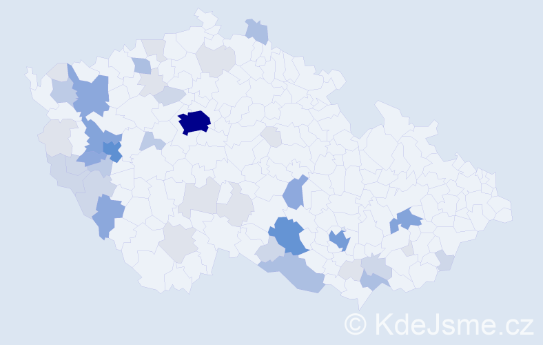Příjmení: 'Kadera', počet výskytů 147 v celé ČR