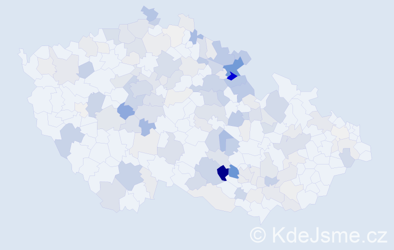 Příjmení: 'Rousek', počet výskytů 591 v celé ČR